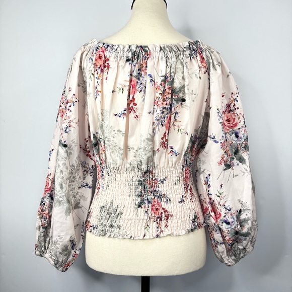 Kobi Halperin Noa English Floral Linen Bohemian Cottage Prairie Blouse Large - Picture 2 of 12